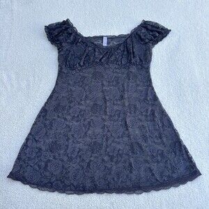 Urban Outfitters Rose Lace Baby Doll Dress Top Ruffle Sleeves - S